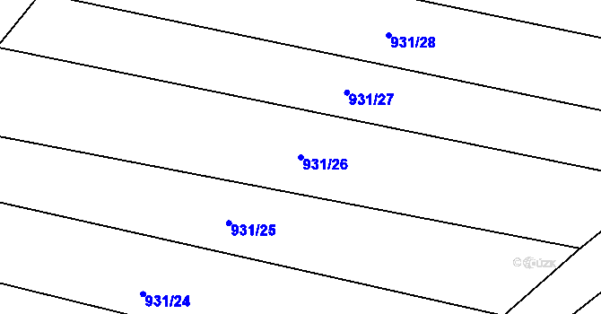 Parcela st. 931/26 v KÚ Louka u Jemnice, Katastrální mapa