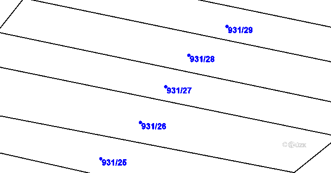 Parcela st. 931/27 v KÚ Louka u Jemnice, Katastrální mapa