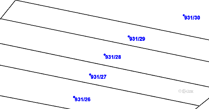 Parcela st. 931/28 v KÚ Louka u Jemnice, Katastrální mapa