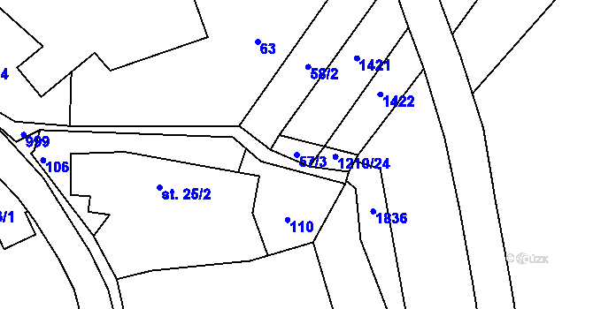 Parcela st. 57/3 v KÚ Louka u Jemnice, Katastrální mapa