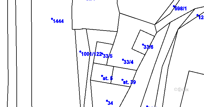 Parcela st. 33/5 v KÚ Louka u Jemnice, Katastrální mapa