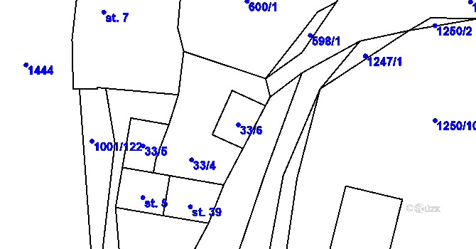 Parcela st. 33/6 v KÚ Louka u Jemnice, Katastrální mapa