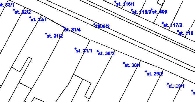 Parcela st. 30/2 v KÚ Louka u Ostrohu, Katastrální mapa