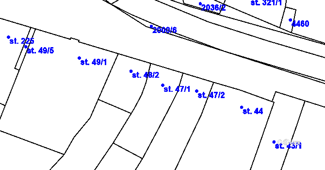 Parcela st. 47/1 v KÚ Louka u Ostrohu, Katastrální mapa