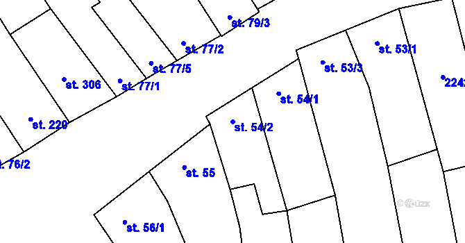 Parcela st. 54/2 v KÚ Louka u Ostrohu, Katastrální mapa