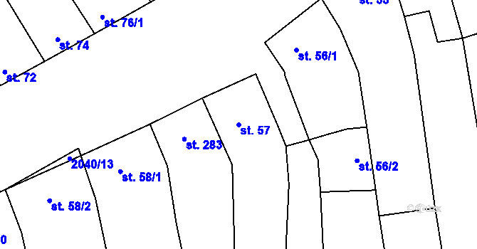 Parcela st. 57 v KÚ Louka u Ostrohu, Katastrální mapa