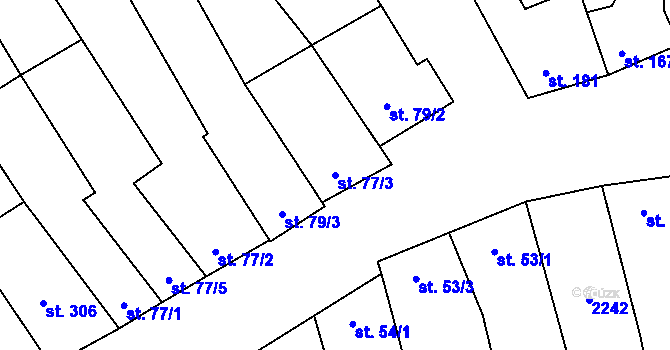 Parcela st. 77/3 v KÚ Louka u Ostrohu, Katastrální mapa