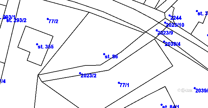 Parcela st. 86 v KÚ Louka u Ostrohu, Katastrální mapa
