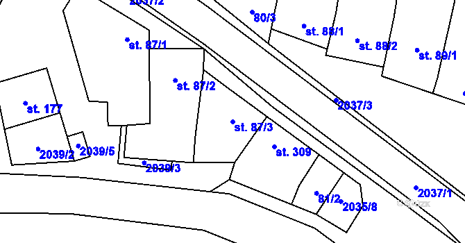 Parcela st. 87/3 v KÚ Louka u Ostrohu, Katastrální mapa