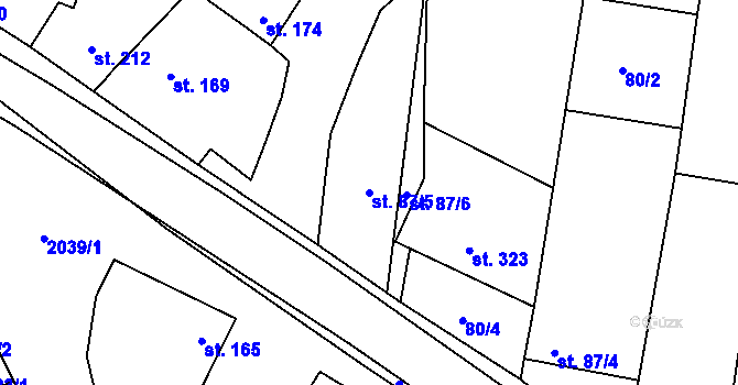 Parcela st. 87/5 v KÚ Louka u Ostrohu, Katastrální mapa