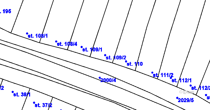 Parcela st. 109/2 v KÚ Louka u Ostrohu, Katastrální mapa