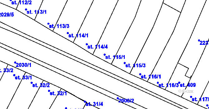 Parcela st. 115/1 v KÚ Louka u Ostrohu, Katastrální mapa