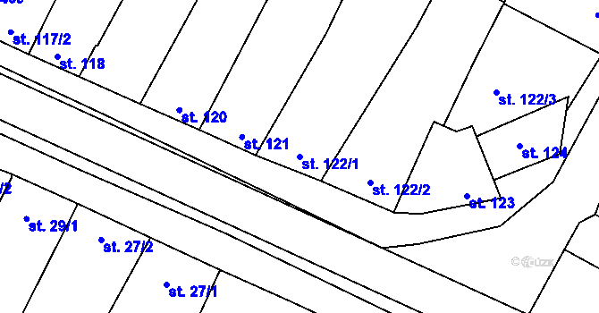 Parcela st. 122/1 v KÚ Louka u Ostrohu, Katastrální mapa