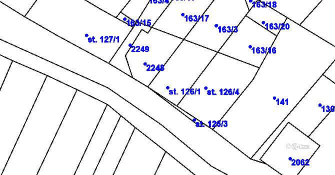 Parcela st. 126/1 v KÚ Louka u Ostrohu, Katastrální mapa