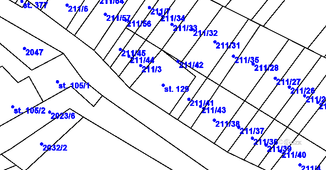 Parcela st. 129 v KÚ Louka u Ostrohu, Katastrální mapa