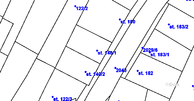 Parcela st. 140/1 v KÚ Louka u Ostrohu, Katastrální mapa