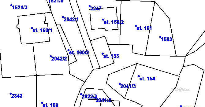 Parcela st. 153 v KÚ Louka u Ostrohu, Katastrální mapa