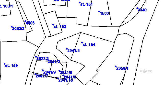 Parcela st. 154 v KÚ Louka u Ostrohu, Katastrální mapa