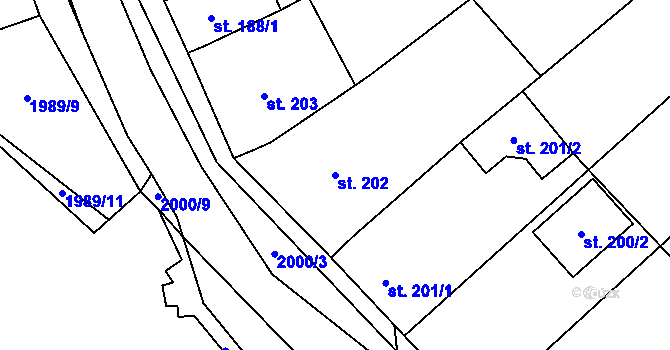 Parcela st. 202 v KÚ Louka u Ostrohu, Katastrální mapa