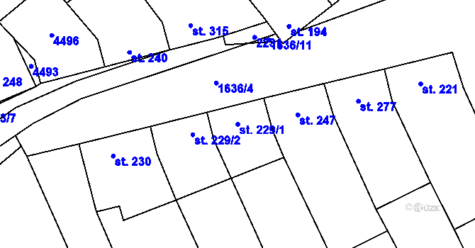 Parcela st. 229/1 v KÚ Louka u Ostrohu, Katastrální mapa