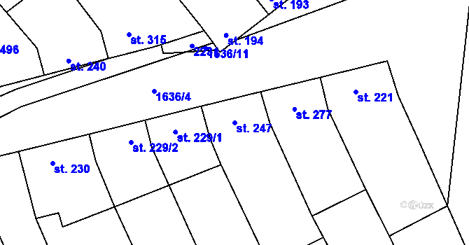Parcela st. 247 v KÚ Louka u Ostrohu, Katastrální mapa