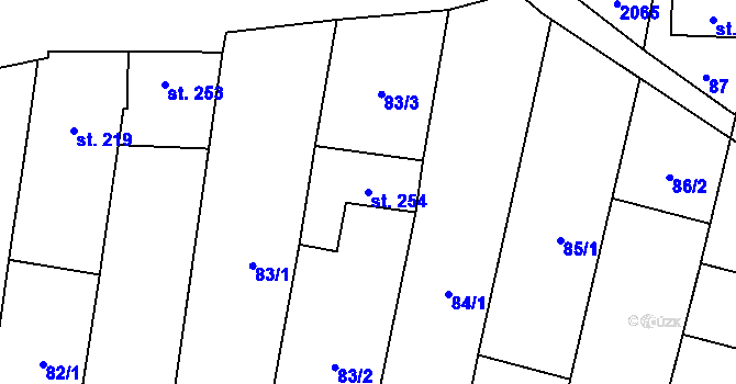 Parcela st. 254 v KÚ Louka u Ostrohu, Katastrální mapa