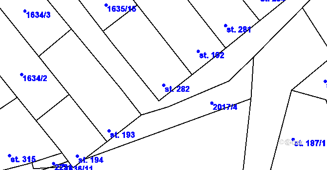 Parcela st. 282 v KÚ Louka u Ostrohu, Katastrální mapa