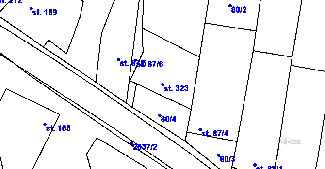Parcela st. 323 v KÚ Louka u Ostrohu, Katastrální mapa