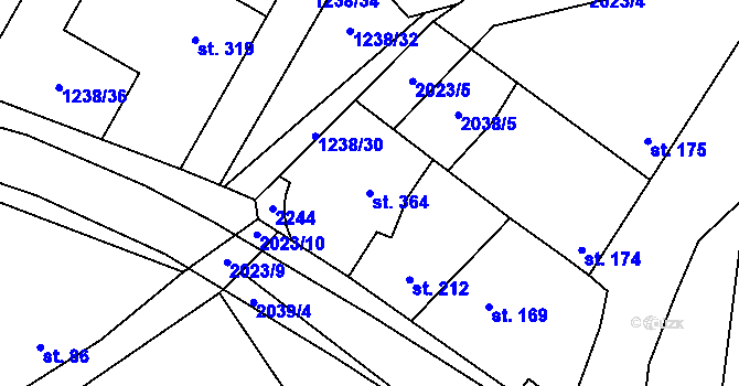 Parcela st. 364 v KÚ Louka u Ostrohu, Katastrální mapa