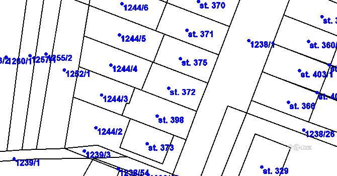 Parcela st. 372 v KÚ Louka u Ostrohu, Katastrální mapa