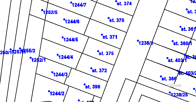 Parcela st. 375 v KÚ Louka u Ostrohu, Katastrální mapa