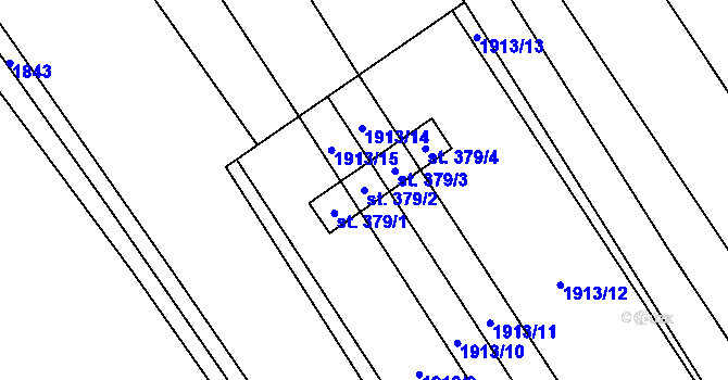Parcela st. 379/2 v KÚ Louka u Ostrohu, Katastrální mapa