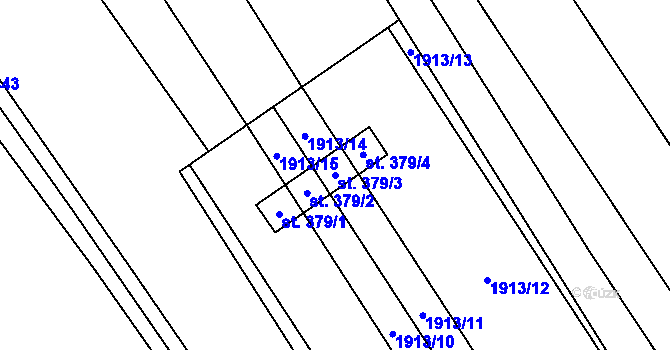 Parcela st. 379/3 v KÚ Louka u Ostrohu, Katastrální mapa