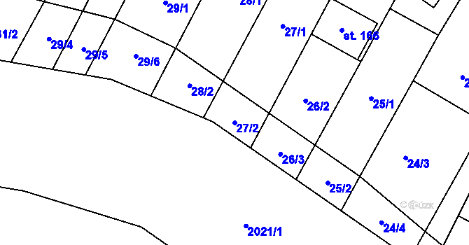 Parcela st. 27/2 v KÚ Louka u Ostrohu, Katastrální mapa