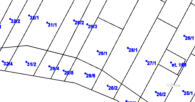 Parcela st. 29/1 v KÚ Louka u Ostrohu, Katastrální mapa