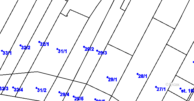 Parcela st. 29/3 v KÚ Louka u Ostrohu, Katastrální mapa