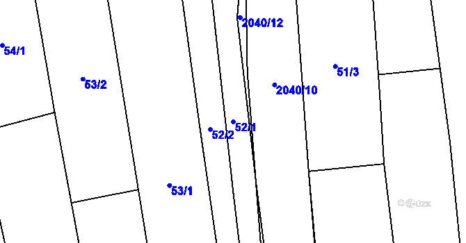 Parcela st. 52/1 v KÚ Louka u Ostrohu, Katastrální mapa