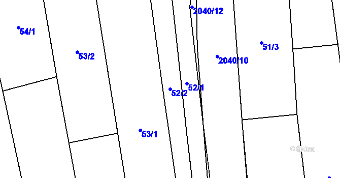 Parcela st. 52/2 v KÚ Louka u Ostrohu, Katastrální mapa