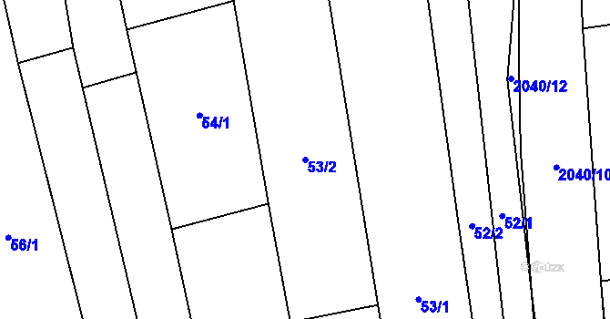 Parcela st. 53/2 v KÚ Louka u Ostrohu, Katastrální mapa