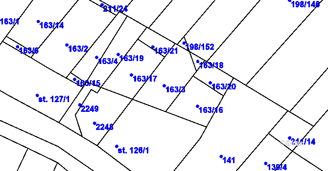 Parcela st. 163/3 v KÚ Louka u Ostrohu, Katastrální mapa