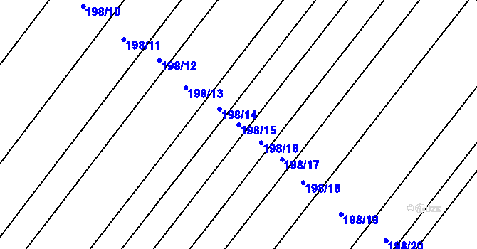 Parcela st. 198/15 v KÚ Louka u Ostrohu, Katastrální mapa