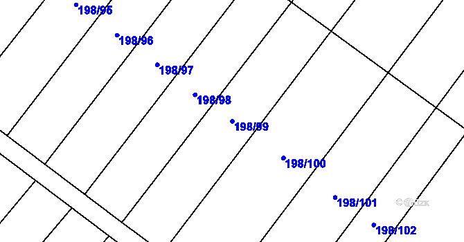 Parcela st. 198/99 v KÚ Louka u Ostrohu, Katastrální mapa
