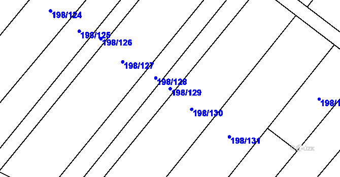 Parcela st. 198/129 v KÚ Louka u Ostrohu, Katastrální mapa