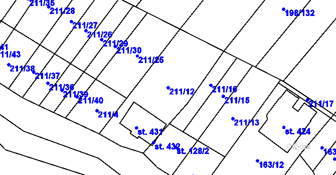 Parcela st. 211/12 v KÚ Louka u Ostrohu, Katastrální mapa