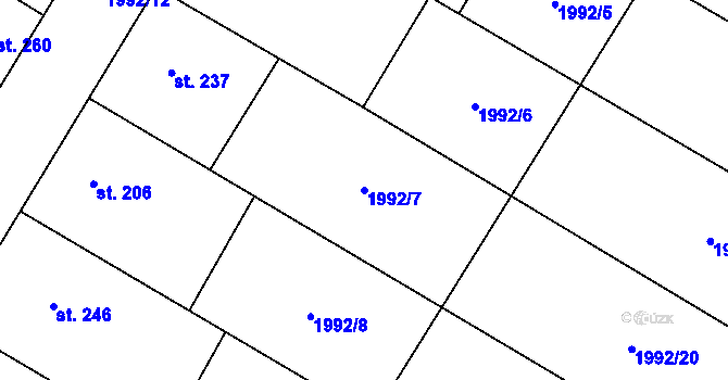 Parcela st. 1992/7 v KÚ Louka u Ostrohu, Katastrální mapa