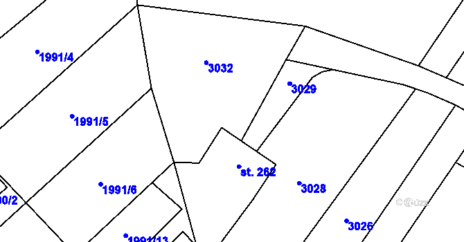 Parcela st. 1992/26 v KÚ Louka u Ostrohu, Katastrální mapa