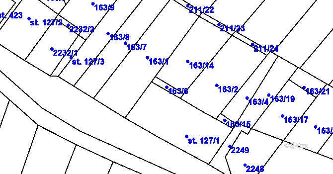 Parcela st. 163/6 v KÚ Louka u Ostrohu, Katastrální mapa