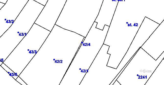 Parcela st. 42/4 v KÚ Louka u Ostrohu, Katastrální mapa