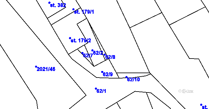 Parcela st. 62/8 v KÚ Louka u Ostrohu, Katastrální mapa