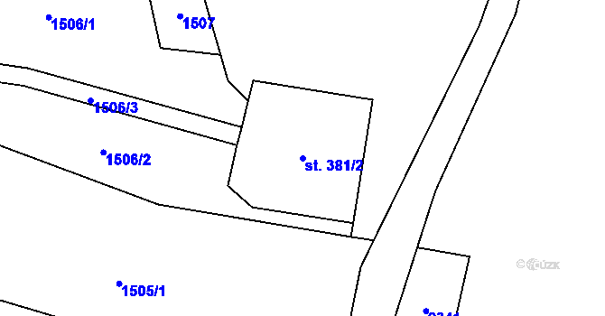 Parcela st. 381/2 v KÚ Louka u Ostrohu, Katastrální mapa